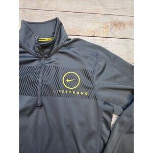 Nike Livestrong Sweatshirt Mens Medium Gray Therma 1/4 Zip Fleece Lined Pullover